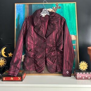 Puli Elegant Striped Burgundy Blazer Size 6/36